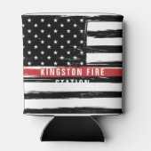 Grunge Thin Red Line Brandweer Vlag Naam Blikjeskoeler (Achterkant)