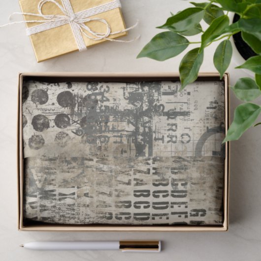 Grunge Tissue Paper with Letters and Numbers Tissuepapier (Geschenk)