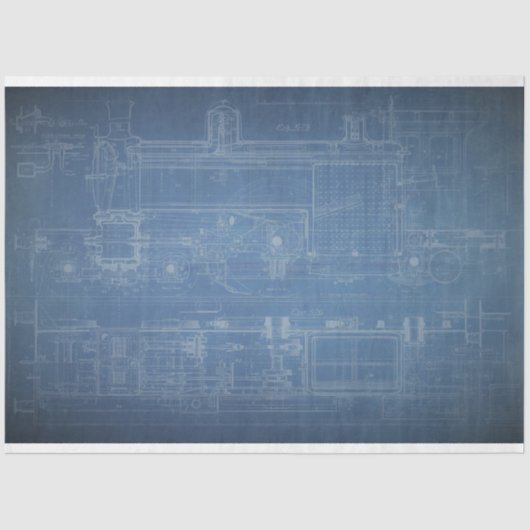 Grunge Train Blueprint Furniture — lospapier Tissuepapier (Voorkant)