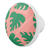 Grunge Tropical Green Monstera Leaves Keramische Knop (Rechts)