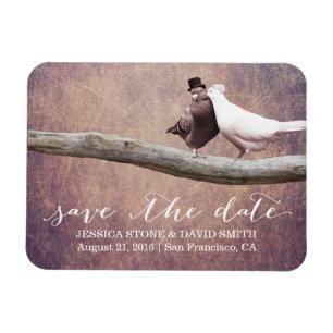 Grunge Trouwduiven Vogels Save the Date Magneet