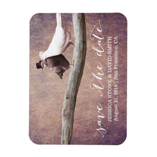  Grunge Trouwduiven Vogels Save the Date Magneet (Verticaal)