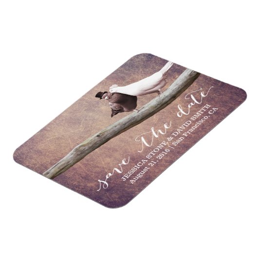  Grunge Trouwduiven Vogels Save the Date Magneet (Linkerzijde)