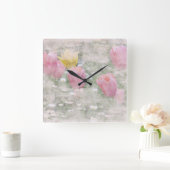  GRUNGE TULIPS VIERKANTE KLOK (Huis)