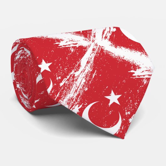 Grunge Turkey Flag Stropdas (Opgerold)