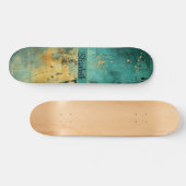 Grunge Turquoise en Faux Gold Glitter Sparkle Persoonlijk Skateboard (Horizontaal)