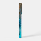 Grunge Turquoise getextureerd Abstract iPhone Hoesje (Rechterkant)