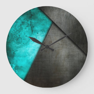 Grunge Turquoise Metal Round Clock Grote Klok