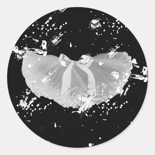 Grunge Tutu op zwart Ronde Sticker (Voorkant)