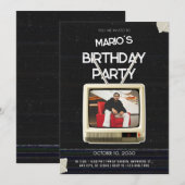  grunge tv foto verjaardag kaart (Voorkant / Achterkant)