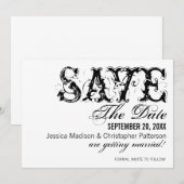 Grunge Typografie Save the Date, Black Date (Voorkant / Achterkant)