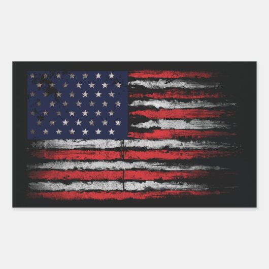 Grunge U.S.A vlag Rechthoekige Sticker (Voorkant)