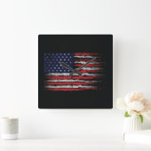 Grunge U.S.A vlag Vierkante Klok (Huis)