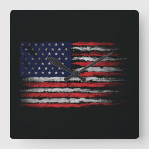 Grunge U.S.A vlag Vierkante Klok