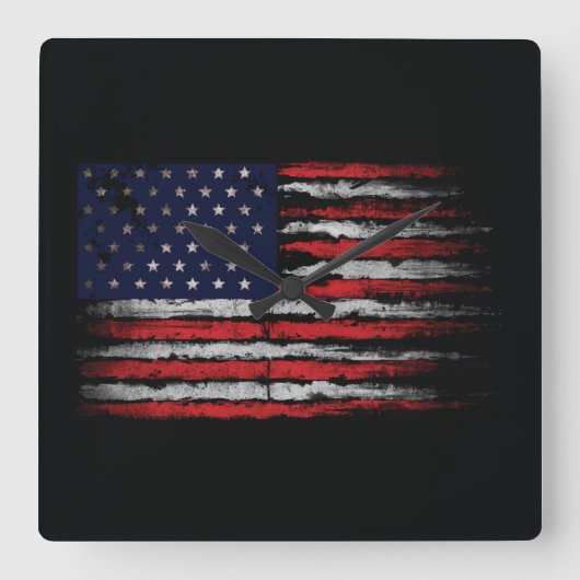 Grunge U.S.A vlag Vierkante Klok (Voorkant)