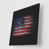 Grunge U.S.A vlag Vierkante Klok (Hoek)