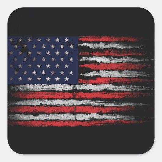 Grunge U.S.A vlag Vierkante Sticker (Voorkant)