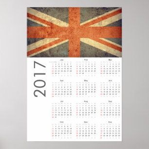 Grunge UK Flag Calendar 2017 Poster