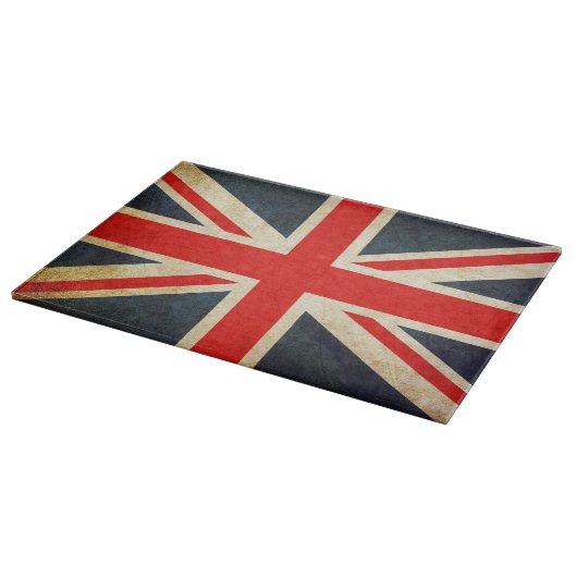 Grunge UK Flag Union Jack Glass Cutting Board Snijplank (Hoek)