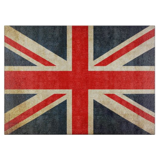 Grunge UK Flag Union Jack Glass Cutting Board Snijplank (Voorkant)