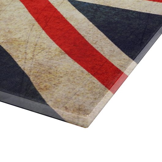 Grunge UK Flag Union Jack Glass Cutting Board Snijplank (Hoek)