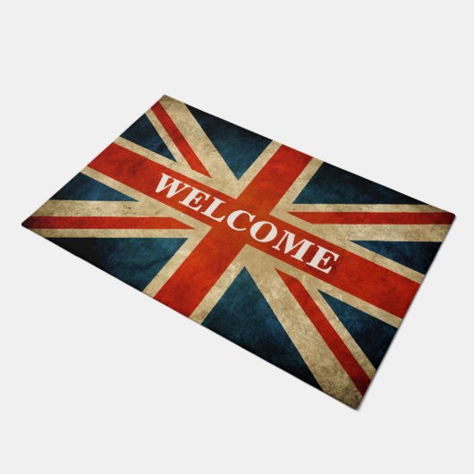  Grunge UK Flag Union Jack Welkom thuis Deurmat (Schuin)