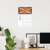 Grunge UK Vlag Kalender 2017 Poster (Thuiskantoor)