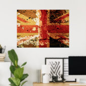 Grunge UK vlag op een oud poster (Thuiskantoor)