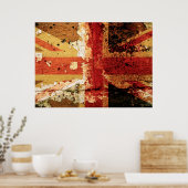 Grunge UK vlag op een oud poster (Keuken)