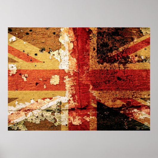 Grunge UK vlag op een oud poster (Voorkant)
