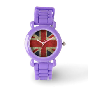 Grunge Union-Jack British Flag Horloge