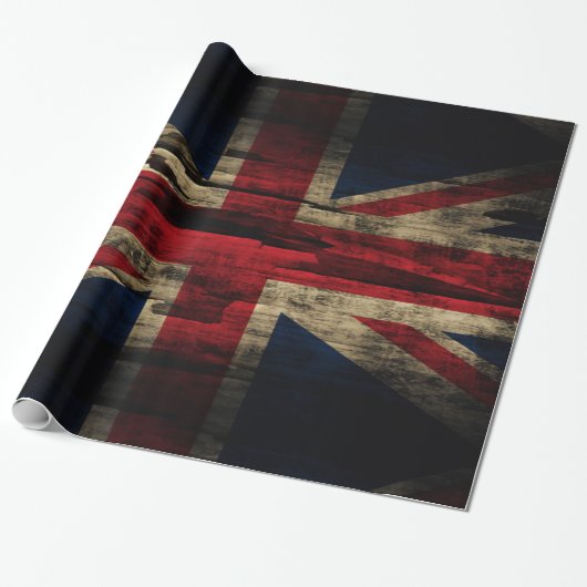 Grunge Union Jack Britse vlag Cadeaupapier (Uitgerold)