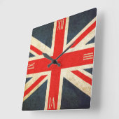  Grunge Union Jack Flag van Britse Romeinse cijfer Vierkante Klok (Hoek)