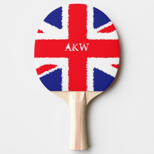 Grunge Union Jack - Gepersonaliseerd Tafeltennisbatje (Voorkant)