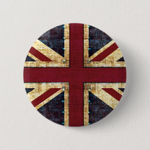 Grunge Union Jack - klassiek Ronde Button 5,7 Cm