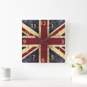 Grunge Union Jack - klassiek -  uiterlijk Vierkante Klok (Huis)