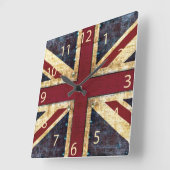 Grunge Union Jack - klassiek -  uiterlijk Vierkante Klok (Hoek)