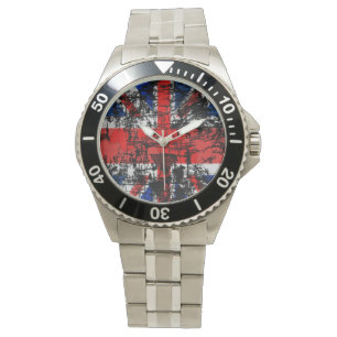 Grunge Union Jack Mannen Horloge