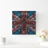 grunge Union Jack op baksteen Vierkante Klok (Huis)