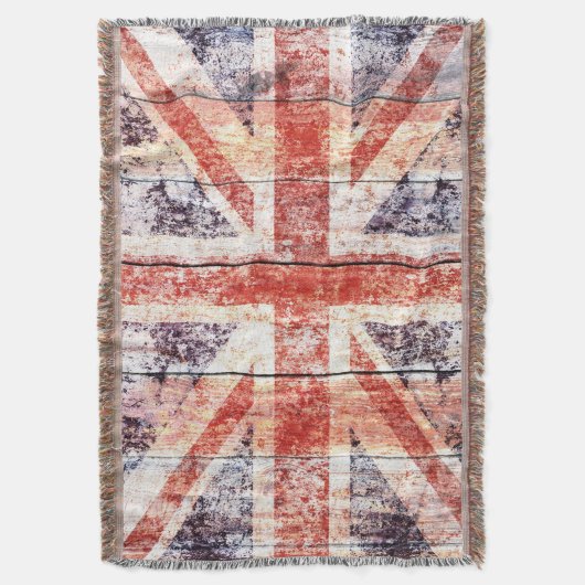 Grunge Union Jack op bijtend hout Deken (Voorkant Verticaal)