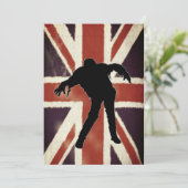 Grunge  Union Jack Zombie Party Uitnodiging (Staand voorkant)