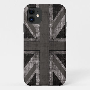 grunge union jack - zwart - wit iPhone 11 hoesje