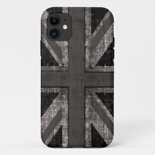 grunge union jack - zwart - wit Case-Mate iPhone case (Achterkant)