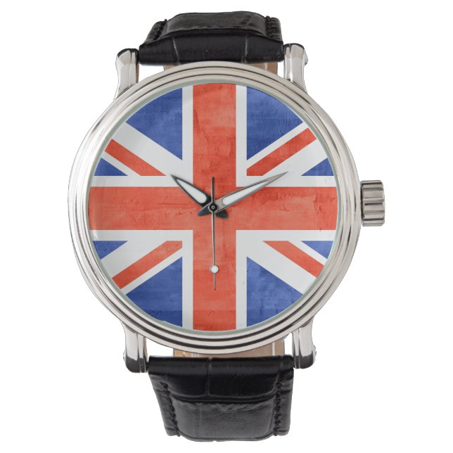 Grunge United Kingdom Flag Horloge (Voorkant)