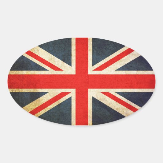 Grunge United Kingdom Flag Ovale Sticker (Voorkant)