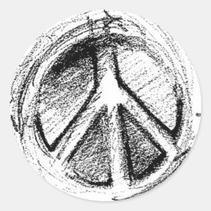 Grunge Urban Peace Sign Schets in het wit Ronde Sticker