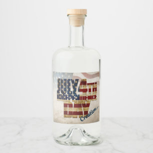 Grunge USA 4 juli Onafhankelijkheids Grafisch Likeurfles Etiket