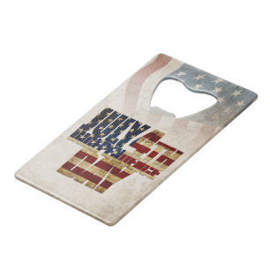 Grunge USA 4 juli Onafhankelijkheidsgrafisch Creditkaart Flessenopener