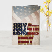 Grunge USA 4 juli Onafhankelijkheidsgrafisch Kaart (Gele Bloem)