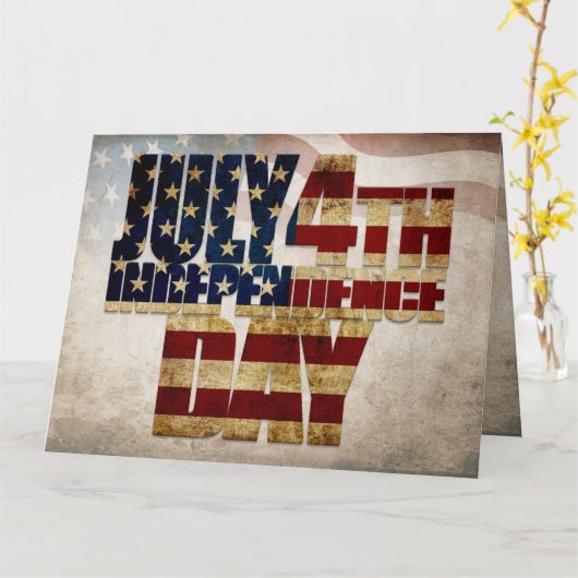 Grunge USA 4 juli Onafhankelijkheidsgrafisch Kaart (Gele Bloem)